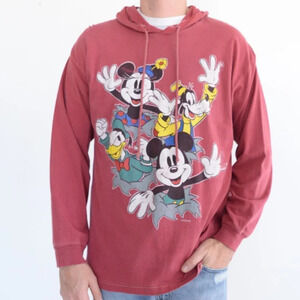 Vintage Mickey Mouse Maroon Hoodie Shirt